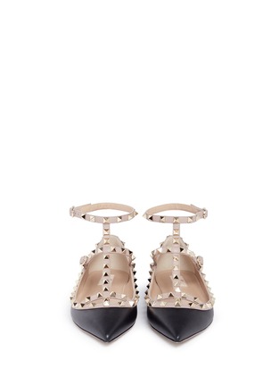 Front View - Click To Enlarge - VALENTINO GARAVANI - 'Rockstud' caged colourblock leather skimmer flats