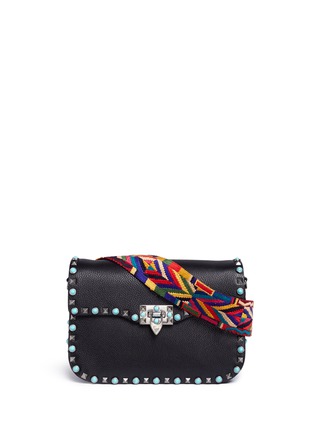 Main View - Click To Enlarge - VALENTINO GARAVANI - 'Guitar Rockstud Rolling' cabochon stud leather shoulder bag