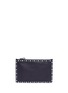 Main View - Click To Enlarge - VALENTINO GARAVANI - 'Rockstud Rolling' large cabochon stud leather flat zip pouch
