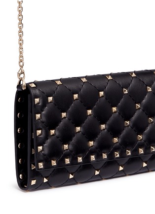 Detail View - Click To Enlarge -  - 'Rockstud Spike' quilted leather chain wallet