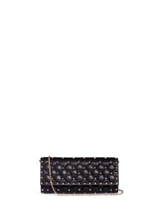 Main View - Click To Enlarge -  - 'Rockstud Spike' quilted leather chain wallet