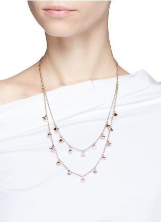 Figure View - Click To Enlarge - VALENTINO GARAVANI - 'Rockstud' glass crystal tiered necklace