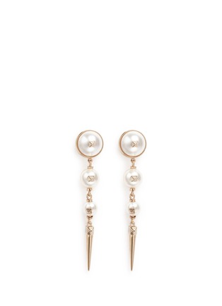 Main View - Click To Enlarge - VALENTINO GARAVANI - 'Rockstud' glass pearl spike drop earrings