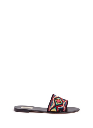 Main View - Click To Enlarge - VALENTINO GARAVANI - 'Native Couture' beaded suede slide sandals