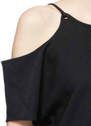 Detail View - Click To Enlarge - T BY ALEXANDER WANG - Asymmetric cold shoulder eyelet crepe top