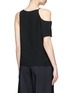 Back View - Click To Enlarge - T BY ALEXANDER WANG - Asymmetric cold shoulder eyelet crepe top