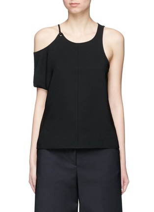 Main View - Click To Enlarge - T BY ALEXANDER WANG - Asymmetric cold shoulder eyelet crepe top
