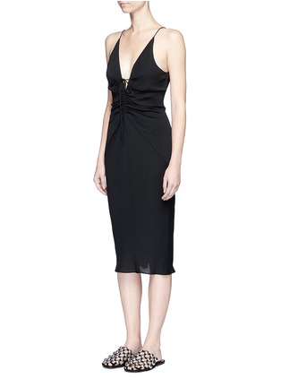 Front View - Click To Enlarge - T BY ALEXANDER WANG - Ruched tie front georgette cami dress