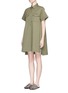 Front View - Click To Enlarge - T BY ALEXANDER WANG - High-low hem cotton twill utility dress