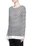 Front View - Click To Enlarge - T BY ALEXANDER WANG - Stripe drop shoulder long sleeve T-shirt