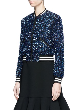Front View - Click To Enlarge - ALICE & OLIVIA - 'Lonnie' sequin satin bomber jacket