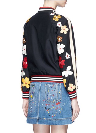 Back View - Click To Enlarge - ALICE & OLIVIA - 'Tony' floral embroidered bomber jacket