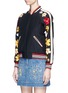 Front View - Click To Enlarge - ALICE & OLIVIA - 'Tony' floral embroidered bomber jacket