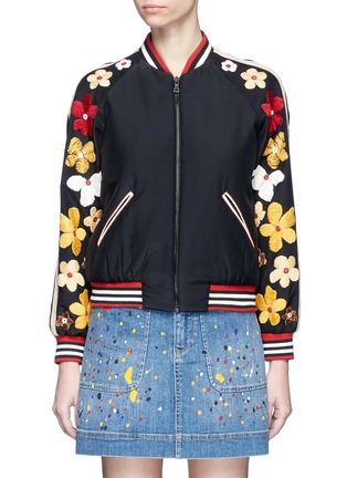 Main View - Click To Enlarge - ALICE & OLIVIA - 'Tony' floral embroidered bomber jacket