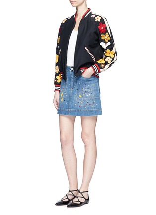 Figure View - Click To Enlarge - ALICE & OLIVIA - 'Tony' floral embroidered bomber jacket