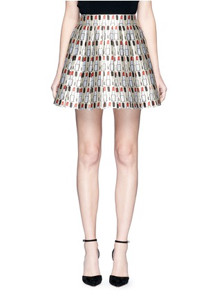 Main View - Click To Enlarge - ALICE & OLIVIA - 'Fizer' mixed lipstick print box pleat skirt