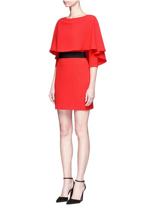 Front View - Click To Enlarge - ALICE & OLIVIA - 'Cairo' cape overlay crepe dress
