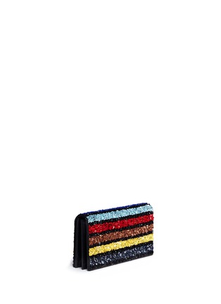 Detail View - Click To Enlarge - ALICE & OLIVIA - Sequin stripe leather clutch