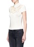 Front View - Click To Enlarge - ALICE & OLIVIA - 'Carla' embellished mesh yoke wool blend sweater