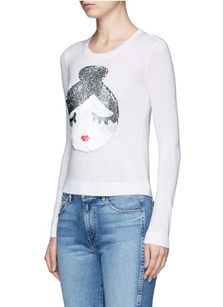 Front View - Click To Enlarge - ALICE & OLIVIA - 'Peekaboo' sequin Stace face wool sweater