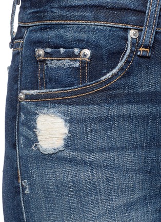 Detail View - Click To Enlarge - RAG & BONE - 'Crop Flare' distressed frayed cuff jeans