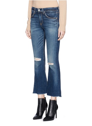 Front View - Click To Enlarge - RAG & BONE - 'Crop Flare' distressed frayed cuff jeans