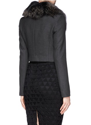 Back View - Click To Enlarge - ALICE & OLIVIA - 'Ridley' detachable fox fur collar cropped blazer