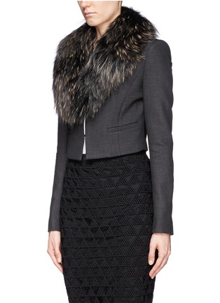 Front View - Click To Enlarge - ALICE & OLIVIA - 'Ridley' detachable fox fur collar cropped blazer