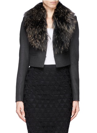Main View - Click To Enlarge - ALICE & OLIVIA - 'Ridley' detachable fox fur collar cropped blazer