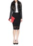 Figure View - Click To Enlarge - ALICE & OLIVIA - 'Ridley' detachable fox fur collar cropped blazer