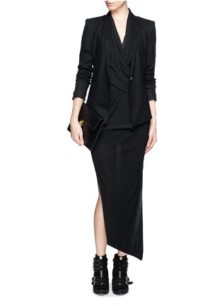 Figure View - Click To Enlarge - HELMUT LANG - Scrunch neck stretch wool tuxedo jacket