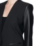 Detail View - Click To Enlarge - HELMUT LANG - Leather sleeve cropped back tuxedo jacket