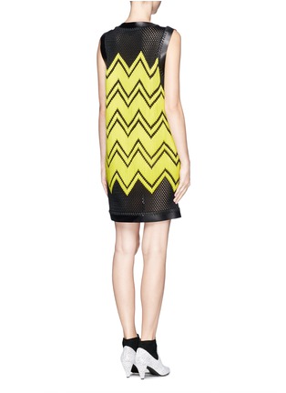 Back View - Click To Enlarge - ALEXANDER WANG - Lamb leather trim chevron embroidery dress