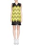 Main View - Click To Enlarge - ALEXANDER WANG - Lamb leather trim chevron embroidery dress