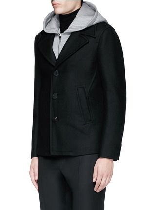 Front View - Click To Enlarge - NEIL BARRETT - Slim fit vest underlay wool peacoat