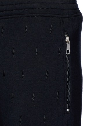 Detail View - Click To Enlarge - NEIL BARRETT - Thunderbolt embroidered bonded jersey jogger pants