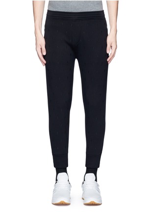 Main View - Click To Enlarge - NEIL BARRETT - Thunderbolt embroidered bonded jersey jogger pants