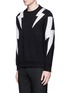 Front View - Click To Enlarge - NEIL BARRETT - 'Thunderbolt' print zip side sweatshirt
