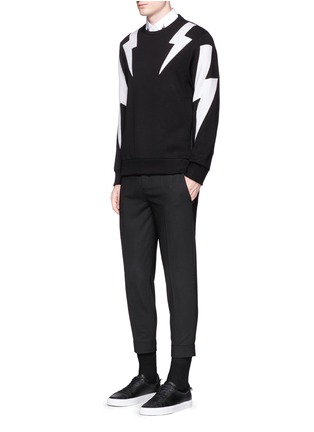 Figure View - Click To Enlarge - NEIL BARRETT - 'Thunderbolt' print zip side sweatshirt