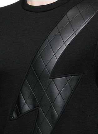 Detail View - Click To Enlarge - NEIL BARRETT - Leather thunderbolt side zip sweatshirt