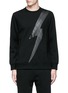 Main View - Click To Enlarge - NEIL BARRETT - Leather thunderbolt side zip sweatshirt