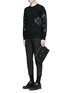Figure View - Click To Enlarge - NEIL BARRETT - Quilted satin and leather panelled sweatshirt