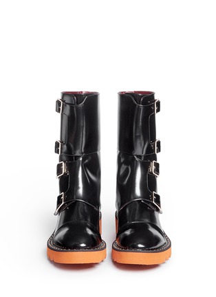 Front View - Click To Enlarge - STELLA MCCARTNEY - 'Odette' eco patent leather buckle boots