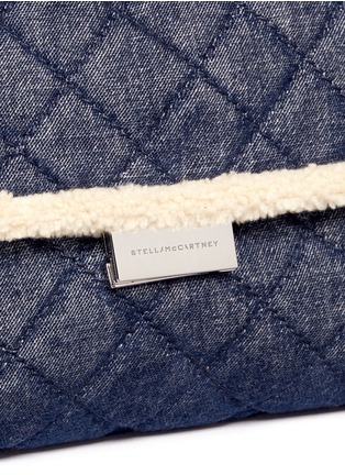 Detail View - Click To Enlarge - STELLA MCCARTNEY - 'Becks' medium faux shearling quilted denim shoulder bag