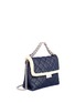 Front View - Click To Enlarge - STELLA MCCARTNEY - 'Becks' medium faux shearling quilted denim shoulder bag