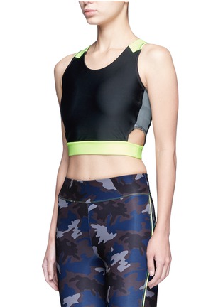 Front View - Click To Enlarge - LAAIN - Arrow colourblock active sleeveless cropped top