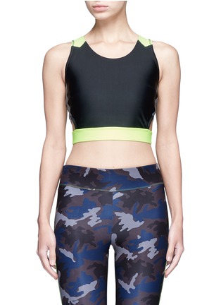 Main View - Click To Enlarge - LAAIN - Arrow colourblock active sleeveless cropped top