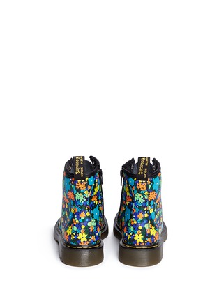 Back View - Click To Enlarge - DR. MARTENS - 'Delaney' floral print leather kids boots