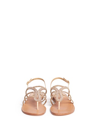Figure View - Click To Enlarge - STUART WEITZMAN - 'Thongshow' crystal pavé micro chain leather sandals
