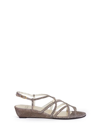 Main View - Click To Enlarge - STUART WEITZMAN - 'Turning' metallic strappy wedge sandals
